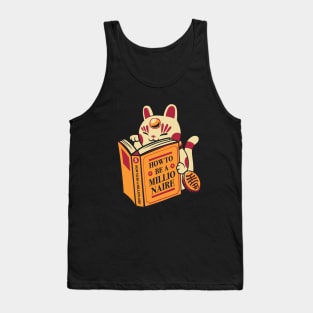 Maneki-Neko How to be a Millionaire Cat Black Design Tank Top